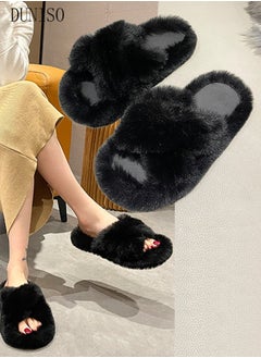 اشتري Breathable and Comfortable House Slippers for Women Indoor and Outdoor Soft Plush Womens Fluffy Furry Open Toe House Shoes Slippers with Anti-Skid Sole في السعودية