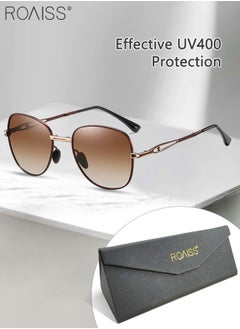 اشتري Women's Polarized Square Sunglasses, UV400 Protection Sun Glasses with Foldable Design, Fashion Anti-glare Sun Shades for Women with Glasses Case, 57mm, Brown Gold في الامارات