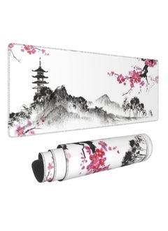 اشتري Gaming Mouse Pad Black and White Plum Bossom Cherry Blossom, Extended Large Mouse Mat Desk Pad, Stitched Edges Mousepad, Long Non-Slip Rubber Base Mice Pad (31.5x11.8x0.12 Inch, A1) في الامارات