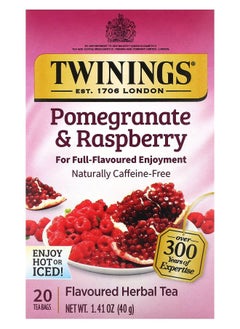 Buy Flavored Herbal Tea Pomegranate & Raspberry Caffeine Free 20 Tea Bags 1.41 oz (40 g) in UAE