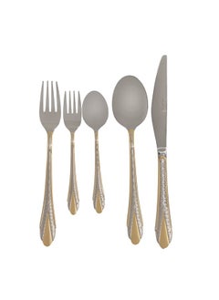 Buy Engraved Golden Cutlery Set Of 30 Pieces in UAE