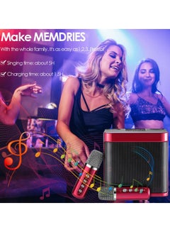 Buy Karaoke Portable Bluetooth Speaker With 2 Microphones Sound System For SingingInParties in UAE