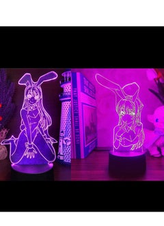 اشتري 3D Senpai Mai Sakurajima Kawaii LED Anime Multicolor Night Light Illusion Lamp Remote Control Boys Bedroom Decor 16 Color Changing Sleep Lamp في الامارات