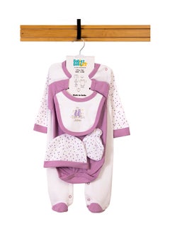 Buy Babiesbasic 5 piece unisex 100% cotton Gift Set include Bib, Romper, Mittens, cap and Sleepsuit/Jumpsuit- Hello Autumn in UAE