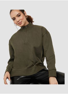 Buy Regular Length High Neck Half Zip Oversized Sweatshirt in Saudi Arabia