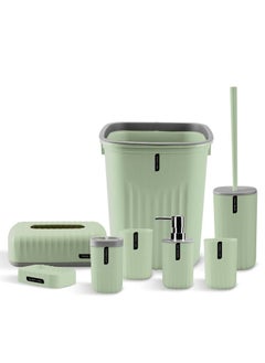 Buy 8-Piece Bathroom Accessories Set-Green in Saudi Arabia