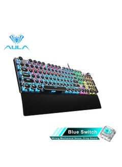 Buy Mechanical Gaming Keyboard NKRO with Wrist Rest RGB Backlit Volume/Lighting Control Knob Fully Programmable 108-Keys Anti-Ghosting Wired Computer Keyboards for Office/Games, Blue Switch in Saudi Arabia