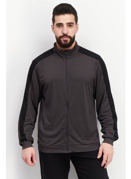 Buy Men Sportswear Fit Plain Training Full Zip Sweatshirt, Charcoal/Black in UAE