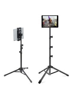 اشتري Tripod Stand Tablet Holder: Adjustable Height Tripod Stand Foldable Phone Holder Phone Tripod Stand Floor Tablet Cradle Bracket for 4.7-12.9 Inch iPhone 13 Pro Samsung Tab iPad Mini Galaxy في الامارات