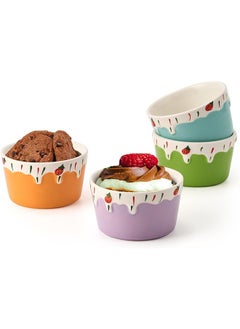 Buy Ramekins, 170ml (5oz) Ramekins Set of 4 - Oven Safe, Creme Brulee Ramekins Souffle Dish Baking Bowl, Colorful Ceramic Ramekins for Baking, Holiday, New Year Gifts in UAE