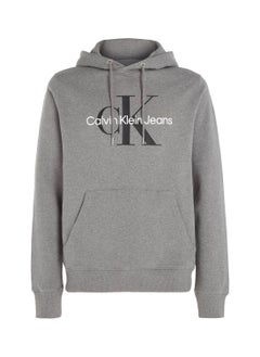 Buy Men's Monogram Hoodie, Cotton, Grey in Saudi Arabia