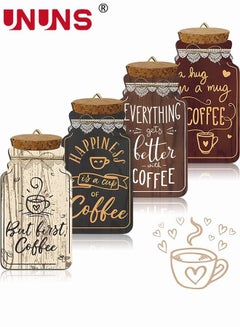 Buy Coffee Wall Hanging Wooden Signs,4 Pieces Decorative Wood Coffee Sign,Coffee Bar Decor Sign For Kitchen Office Home Wall Table Decor,7.87 x 4.13 Inch in Saudi Arabia