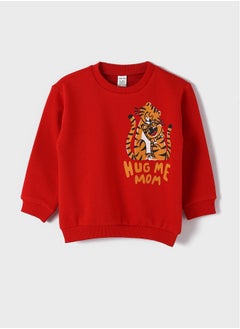 Buy Crew Neck Printed Long Sleeve Baby Boy Sweatshirt in Egypt