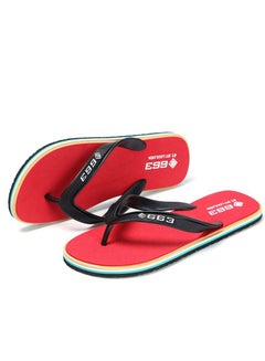 Buy Men's Flip-flops Anti-skid Rubber Casual Beach Slippers Red in UAE