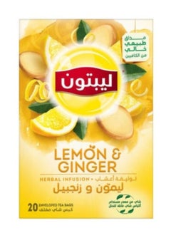 اشتري Lipton Herbal Infusion Tea Lemon & Ginger, 20 Teabags 32grams في الامارات