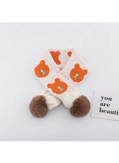 Buy Winter Kids Knit Scarf Cartoon Plush BearBeige Beige in UAE