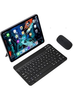 Buy UltraSlim Bluetooth Keyboard Portable Mini Wireless Keyboard with Wireless Mouse  for  iPad iPh Samsung Tablet Ph Smartph iOS   (10 inch Black) in Saudi Arabia