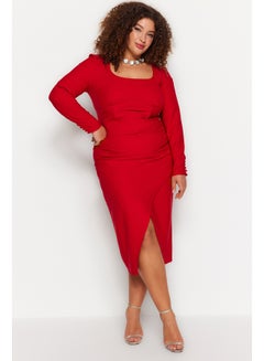 Buy Red Knitted Fitted Midi Dress TBBAW24AH00080 in Egypt