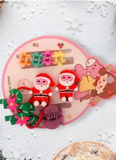 اشتري 2 hair scrunchies card, 18 pieces, 4 elastics + 4 clips + 10 shapes, Christmas and New Year shapes. في مصر