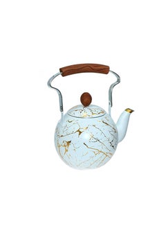 Buy Teapot With Gold Marble Patterns and Wood Handle in Saudi Arabia