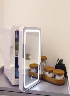 Buy Mini Makeup Beauty Refrigerator with Makeup Mirror LED Light White in Saudi Arabia