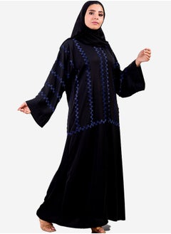 Buy Black silk abaya with colored stripes in Egypt