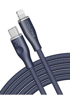 Buy 60W USB C to Lightning Cable, Powerlink Rugg Double Nylon Braided Fast Charging Cord (2.0m), for iPhone 14/13/12 Pro Max/12/11 Pro/X/XS/XR/8/Mini/SE/iPad 9 Power Delivery 3A Zinc-Alloy Connector- Blue in UAE