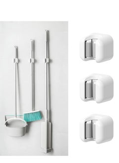 Buy Mop Holder 3 PCS Wall Mount Broom Stands Rack, Sturdy Self-Adhesive Cleaning Supplies Organizer, Anti-Slip Mop and Broom Holders, Wall Gripper for Bathroom, Kitchen, Garden, Garage Storage in Saudi Arabia