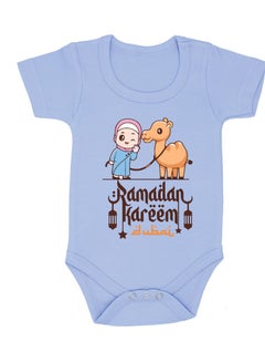 اشتري زي مطبوع من الخاص بي أولا   رمضان دبي - رومبير للأطفال حديثي الولادة - رومبير قطني بأكمام قصيرة للفتيات الصغيرات - احتفل بشهر رمضان الأول للطفل بأناقة في الامارات