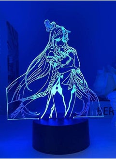 Buy Pretty Genshin Impact Game Figure Ningguang 3D Night Light Acrylic Panel Abs Base USB Cable Illusion Effect Multicolor Remote Control  Gift For Anime Lovers Creative Night Light in UAE