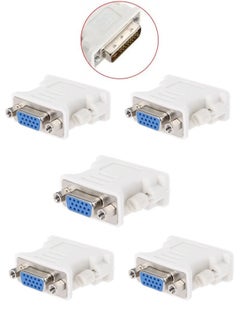 Buy 5-Piece DVI 24 Pin Male To VGA 15 Pin Female Converter Adapter White in Saudi Arabia