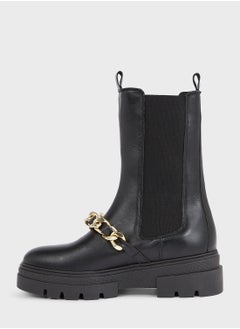 Buy Monochromatic Chain Detail Chelsea Boots in UAE