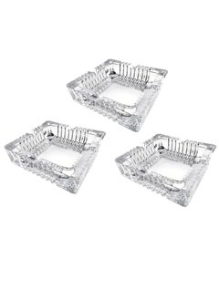 اشتري Voidrop Glass Ashtrays Portable Decorative Modern Ashtray for Home Office Indoor Outdoor Patio Use Fancy Cute Cool Ash Tray Set of 3(Square) في الامارات