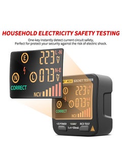 اشتري AC11 Socket Tester Electric Leakage Detector LCD Display Ground Wire Zero Line Live Wire Phase Multifunctional Electrical Electroscope RCD NCV Electric Tester Circuit Polarity Detector UK Plug في السعودية