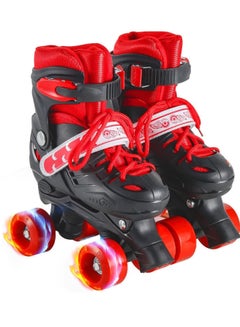Buy Skates Shoes for Beginners, Four-wheel Adjustable Skate Shoes, with Built-In Adjusters, Indoor Outdoor Fitness Skates, Roller Boots for Boys & Girls in Saudi Arabia