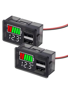 اشتري 2PCS Battery Capacity Monitor Indicator Meter ICStation DC 8-30V Digital Battery Meter with 2 USB Ports RV Battery Monitor 12V with Power-Off Memory for Marine RV Golf cart Motorcycle في الامارات