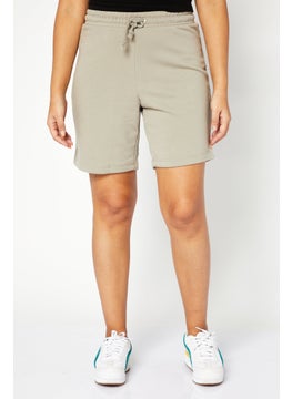 اشتري Women High Rise Drawstring Solid Sweat Shorts, Olive في الامارات