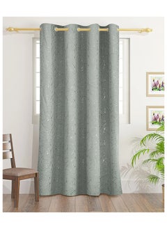 اشتري Abstract Blackout Foil Curtains With Groomets - Polyester- Abstract Design -Single Window Curtain- Sound, Sunlight And Heat Insulation- 160X140Cm -  Silver في الامارات