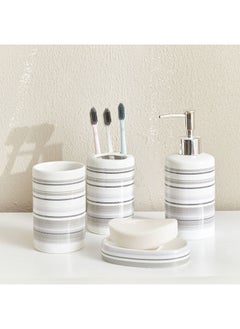 Buy Nexus 4-Piece Ceramic Bathroom Accessory Set 18 x 7 x 7 cm in UAE