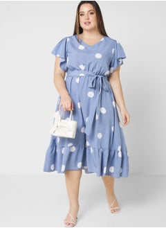 Buy Polka Dot Belted Dress in Saudi Arabia