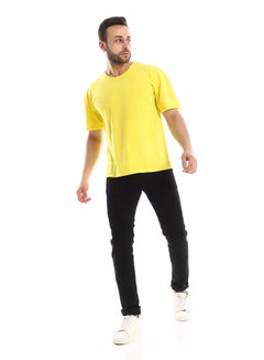 Buy Regular Fit Short Sleeves Plain Yellow Tee in Egypt