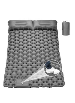 اشتري Double Sleeping Pad for Camping, 78''X49''X3.9'' Large Self Inflating Camping Sleeping Pad with Pillow Built-in Pump Portable 2 Person Camping Pad for Hiking, Backpacking, Tent Air Mattress(Grey) في الامارات