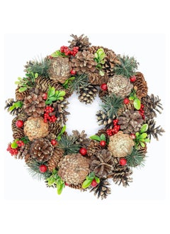 اشتري Gulf Flowers Christmas Wreath – 35cm Natural Holiday Wreath for Festive Home Decor, Indoor & Outdoor Christmas Decoration في الامارات