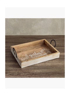 اشتري Rena Wooden Gather Tray with Metal Handle 40 x 8 x 30 cm في السعودية