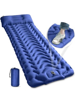 اشتري Camping Sleeping Pad, Ultralight Inflatable Sleeping Pad, Waterproof Sleeping Mat with with Foot Pump, Compact Lightweight Camping Air Mattress for Backpacking, Hiking, Tent (Blue) في السعودية