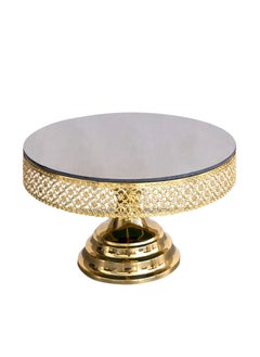 Buy Glass Cake Serving Plate withStand Gold 30X17Cm in UAE