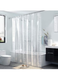 Buy 3D Eva Shower Curtain Waterproof Luxury Semi Transparent Clear White Mildew Stain Resistant Curtain (180x180cm) in UAE