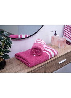 Buy Amaris Hand Towel 50x90cm | Pink | Turkish Cotton, Super Absorbent, Super Soft | Patterned in UAE