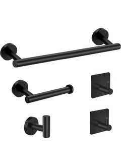 Buy Wall Hung Bathroom Fixtures - 5-piece Set SUS304 Matte Black Bathroom Hardware Set, Including 40cm Towel Rack, Toilet Paper Holder, 2 Bath Towel Hooks, 1 Bathrobe Hook in Saudi Arabia