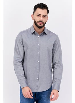 Buy Men Regular Fit Heather Long Sleeves Casual Shirts, Grey in Saudi Arabia